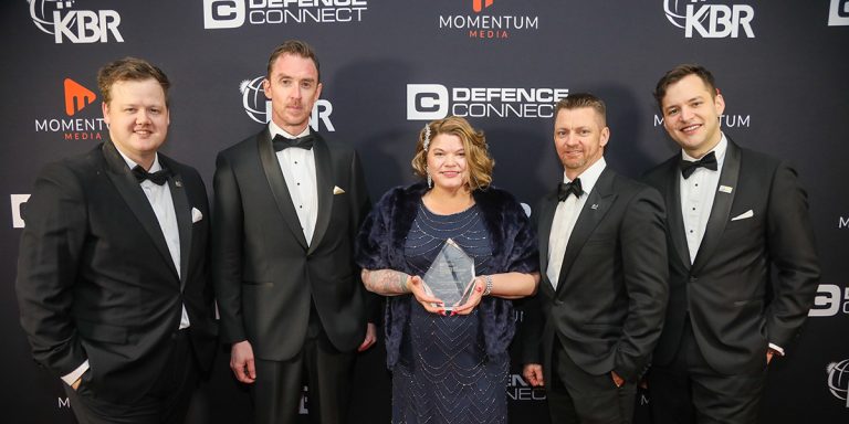 PAC accepting System Integrator of the Year award at the 2023 Australian Defence Industry Awards.